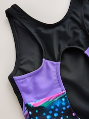 Black Swirl Sports Open Back Swimsuit (3-16yrs) - Image 4 of 4