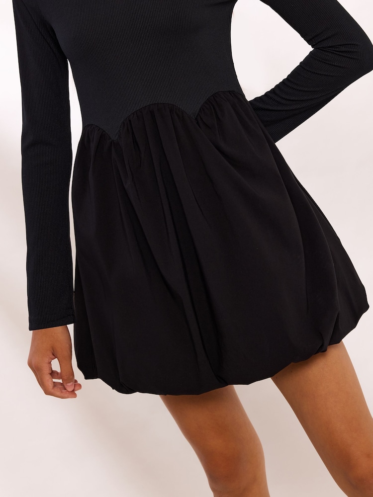 Lipsy Black Long Sleeve 2-in-1 Puffball Dress (5-16yrs) - Image 2 of 5 Lipsy Black Long Sleeve 2-in-1 Puffball Dress (5-16yrs) - Image 2 of 5