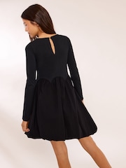 Lipsy Black Long Sleeve 2-in-1 Puffball Dress (5-16yrs) - Image 4 of 5
