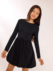 Lipsy Black Long Sleeve 2-in-1 Puffball Dress (5-16yrs) - Image 5 of 5