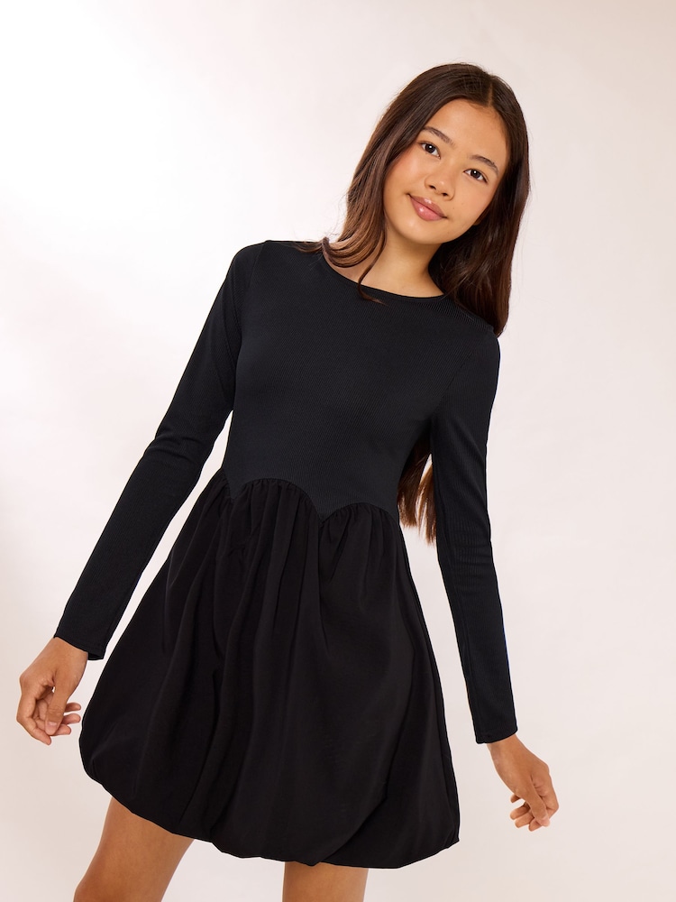 Lipsy Black Long Sleeve 2-in-1 Puffball Dress (5-16yrs) - Image 5 of 5 Lipsy Black Long Sleeve 2-in-1 Puffball Dress (5-16yrs) - Image 5 of 5