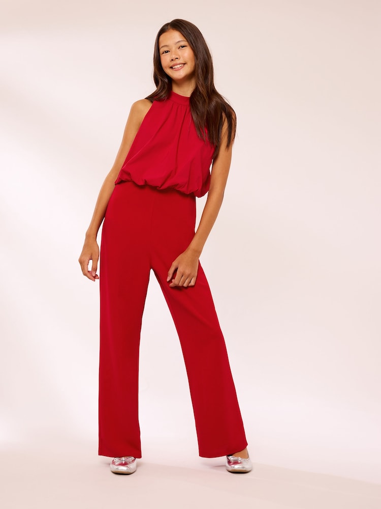 Lipsy Red Bubble Waist Jumpsuit (7-16yrs) - Image 1 of 5