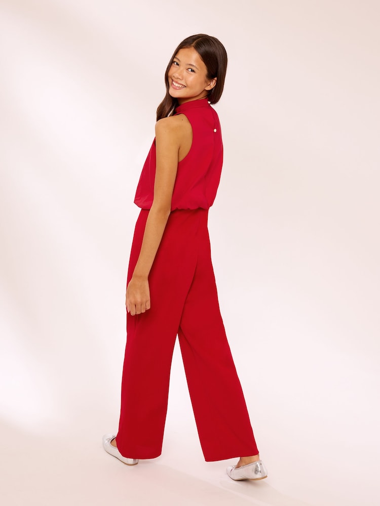 Lipsy Red Bubble Waist Jumpsuit (7-16yrs) - Image 5 of 5