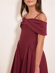 Lipsy Burgundy Red Bardot Teen Dress (7-16yrs) - Image 2 of 5