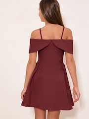 Lipsy Burgundy Red Bardot Teen Dress (7-16yrs) - Image 5 of 5