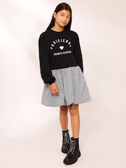 Lipsy Black Paris 2-in-1 Gingham Sweat Dress (5-14yrs) - Image 2 of 5