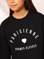 Lipsy Black Paris 2-in-1 Gingham Sweat Dress (5-14yrs) - Image 3 of 5