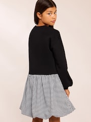 Lipsy Black Paris 2-in-1 Gingham Sweat Dress (5-14yrs) - Image 5 of 5