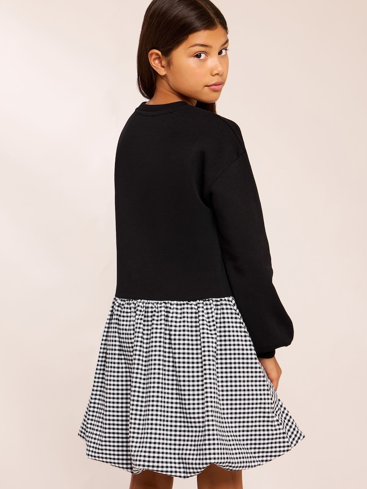 Lipsy Black Paris 2-in-1 Gingham Sweat Dress (5-14yrs) - Image 5 of 5 Lipsy Black Paris 2-in-1 Gingham Sweat Dress (5-14yrs) - Image 5 of 5