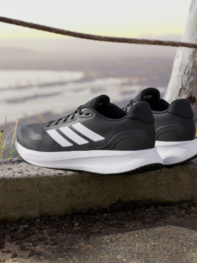 adidas Black/White Runfalcon 5 Running Trainers - Image 4 of 8