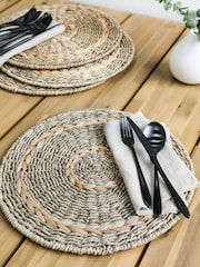 Garden Trading Set of 4 Grey Bayford Woven Placemat 4 - Image 1 of 5