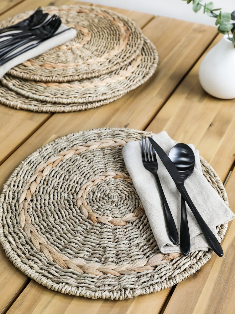 Garden Trading Set of 4 Grey Bayford Woven Placemat 4 - Image 1 of 5 Garden Trading Set of 4 Grey Bayford Woven Placemat 4 - Image 1 of 5
