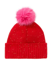 Victoria's Secret Pink Bright Vermillion Red Sequin Pom Beanie - Image 3 of 3