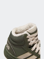 adidas Green Fur Lined Kids Sportswear Hoops Mid 3.0 Trainers - Image 7 of 8