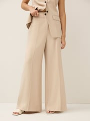 Neutral Pinstripe Tailored Wide Trousers - Image 2 of 6