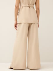 Neutral Pinstripe Tailored Wide Trousers - Image 3 of 6