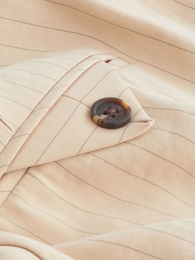 Neutral Pinstripe Tailored Wide Trousers - Image 6 of 6