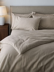 The Set 2 Pack Natural Windowpane Check Cosy Brushed Cotton Bedsets with Fitted Sheets - Image 1 of 5