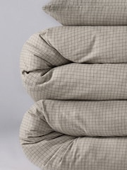 The Set 2 Pack Natural Windowpane Check Cosy Brushed Cotton Bedsets with Fitted Sheets - Image 4 of 5