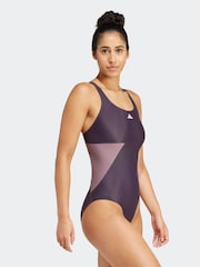 adidas Purple Colour Block C Back Swimsuit - Image 4 of 7