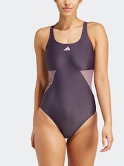 adidas Purple Colour Block C Back Swimsuit - Image 5 of 7