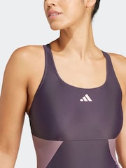 adidas Purple Colour Block C Back Swimsuit - Image 6 of 7