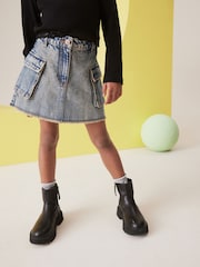 Tinted Denim 100% Cotton Cargo Skirt (3-16yrs) - Image 1 of 5