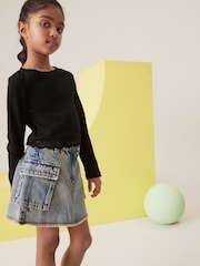 Tinted Denim 100% Cotton Cargo Skirt (3-16yrs) - Image 2 of 5