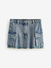 Tinted Denim 100% Cotton Cargo Skirt (3-16yrs) - Image 3 of 5
