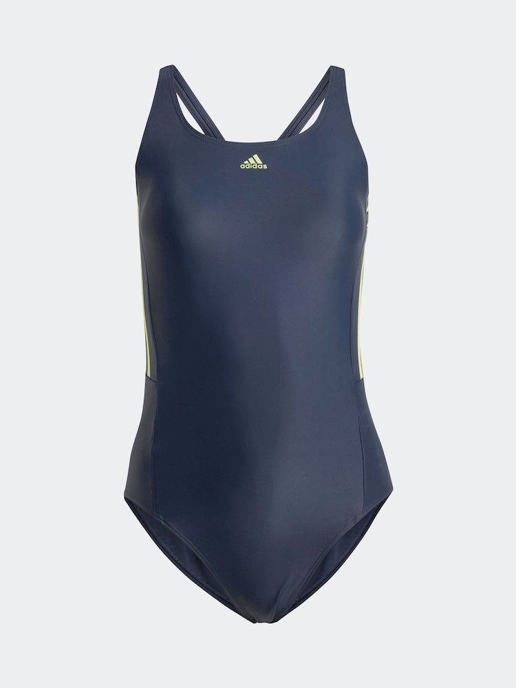 Ярко-синий - Купальник в полоску adidas середины 3 - Изображение 5 из 5