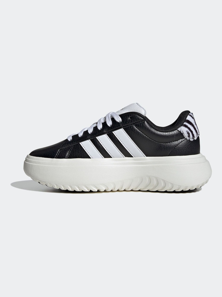 adidas Black Grand Court Platform Trainers - Image 4 of 9