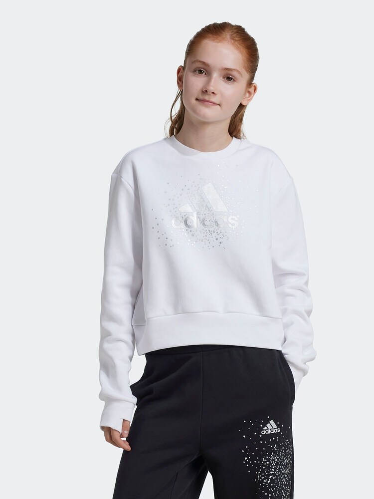 adidas White Glam Crew Sweatshirt - Image 1 of 6