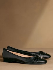 Russell & Bromley Black Snake Charming Ballet Flats - Image 1 of 7