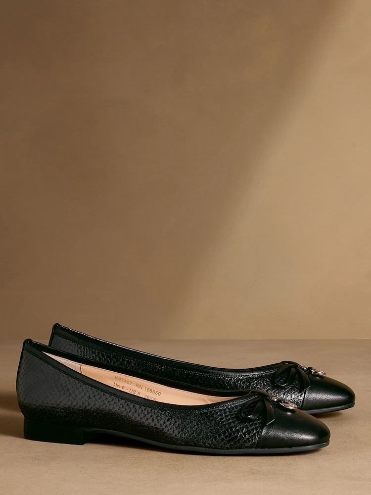 Russell & Bromley Black Snake Charming Ballet Flats - Image 1 of 7