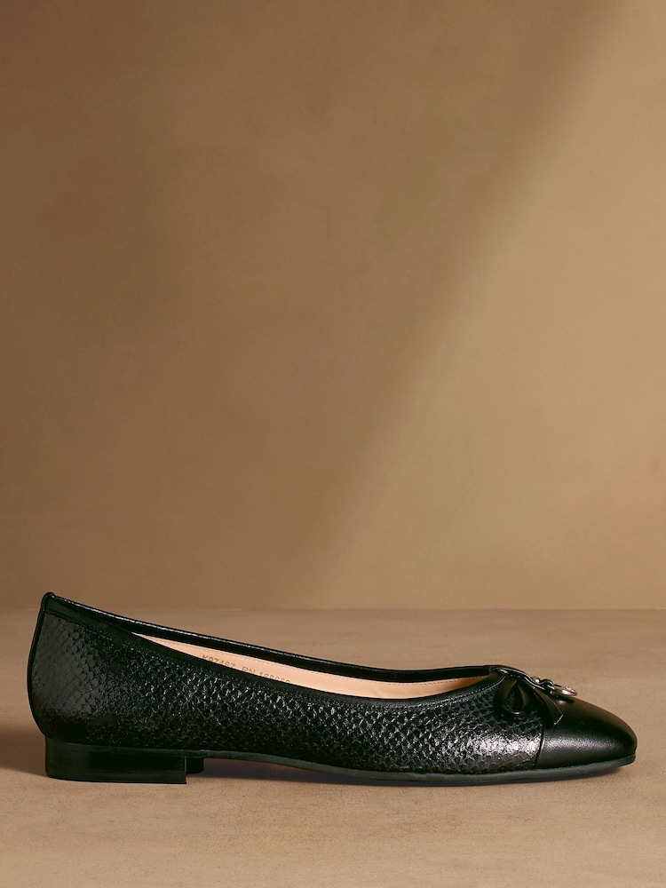 Russell & Bromley Black Snake Charming Ballet Flats - Image 2 of 7