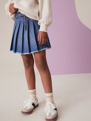 Mid Blue Denim Pleated Skirt (3-16yrs) - Image 1 of 7