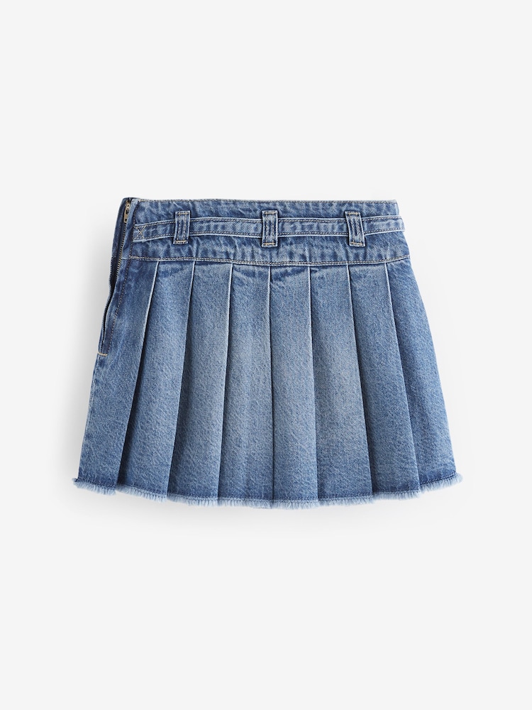 Buy Mid Blue Denim Pleated Skirt (3-16yrs) from the Next UK online