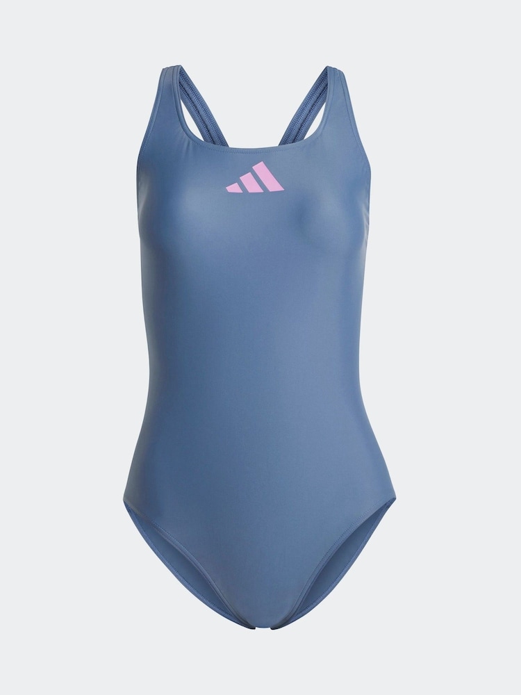 adidas Blue 3 Bar Logo Swimsuit - Image 7 of 7 adidas Blue 3 Bar Logo Swimsuit - Image 7 of 7