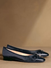 Russell & Bromley Navy Snake Charming Ballet Flats - Image 1 of 7