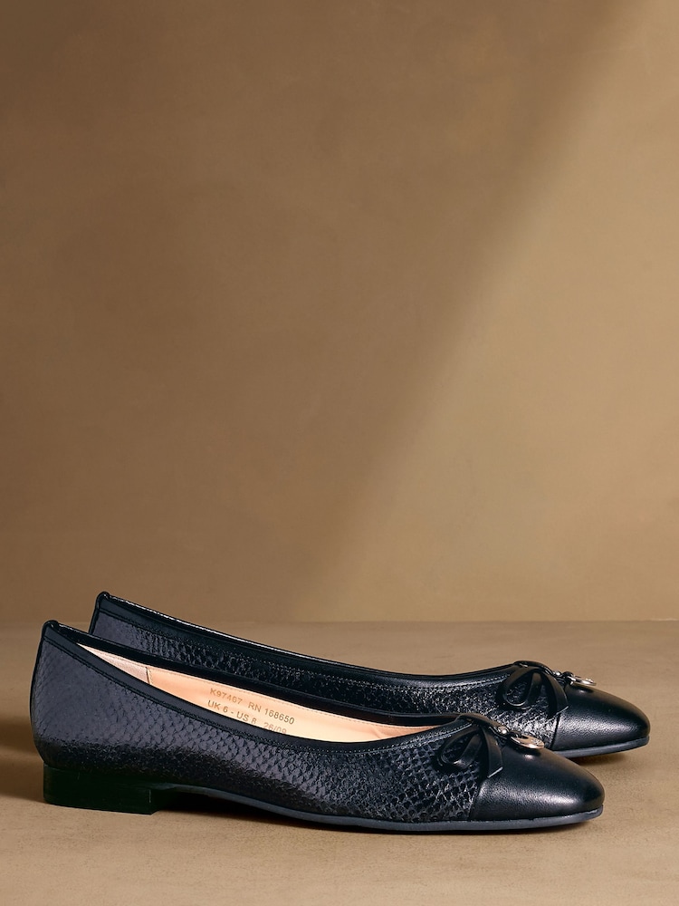 Russell & Bromley Navy Snake Charming Ballet Flats - Image 1 of 7