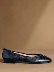 Russell & Bromley Navy Snake Charming Ballet Flats - Image 2 of 7