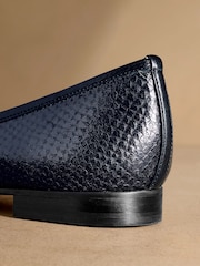 Russell & Bromley Navy Snake Charming Ballet Flats - Image 6 of 7