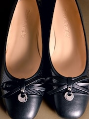 Russell & Bromley Navy Snake Charming Ballet Flats - Image 7 of 7