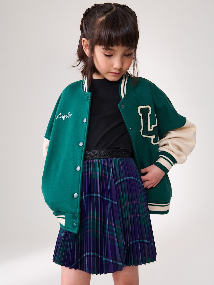 Purple Pleated Check Skirt (3-16yrs) - Image 1 of 5