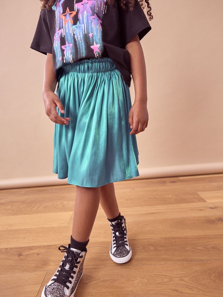 Teal Blue Metallic Skirt (3-16yrs) - Image 2 of 5