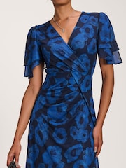 Jolie Moi Blue Angel Sleeve Mesh Maxi Dress - Image 3 of 6
