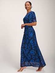 Jolie Moi Blue Angel Sleeve Mesh Maxi Dress - Image 6 of 6