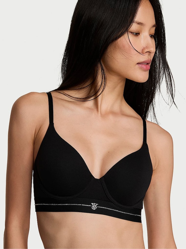 Victoria's Secret Black Full Cup Push Up Shine Logo Cotton Bra - Image 1 of 2