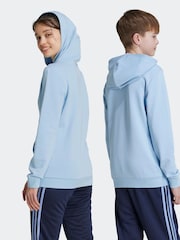 adidas Blue Sportswear Essentials Two Colored Big Logo Cotton Hoodie - Image 2 of 6