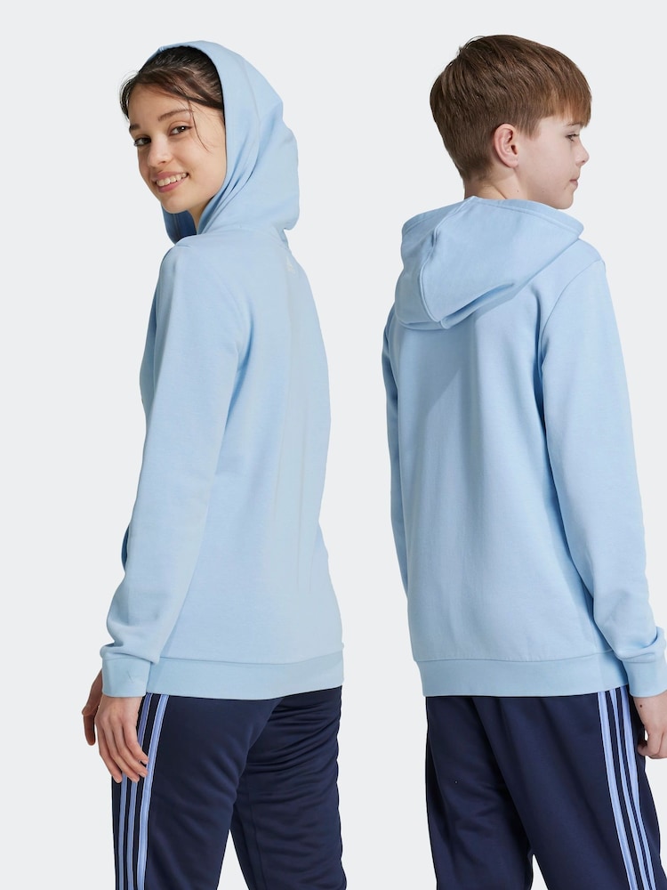 adidas Blue Sportswear Essentials Two Colored Big Logo Cotton Hoodie - Image 2 of 6